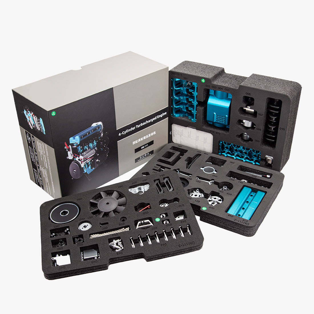 TECHING DM111 DIY 4-Cylinder Turbocharged Engine Model Kit – All-Metal STEM Gift-helloworld7
