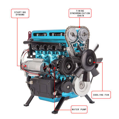 TECHING DM111 DIY 4-Cylinder Turbocharged Engine Model Kit – All-Metal STEM Gift-helloworld7
