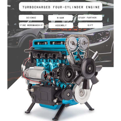 TECHING DM111 DIY 4-Cylinder Turbocharged Engine Model Kit – All-Metal STEM Gift-helloworld7