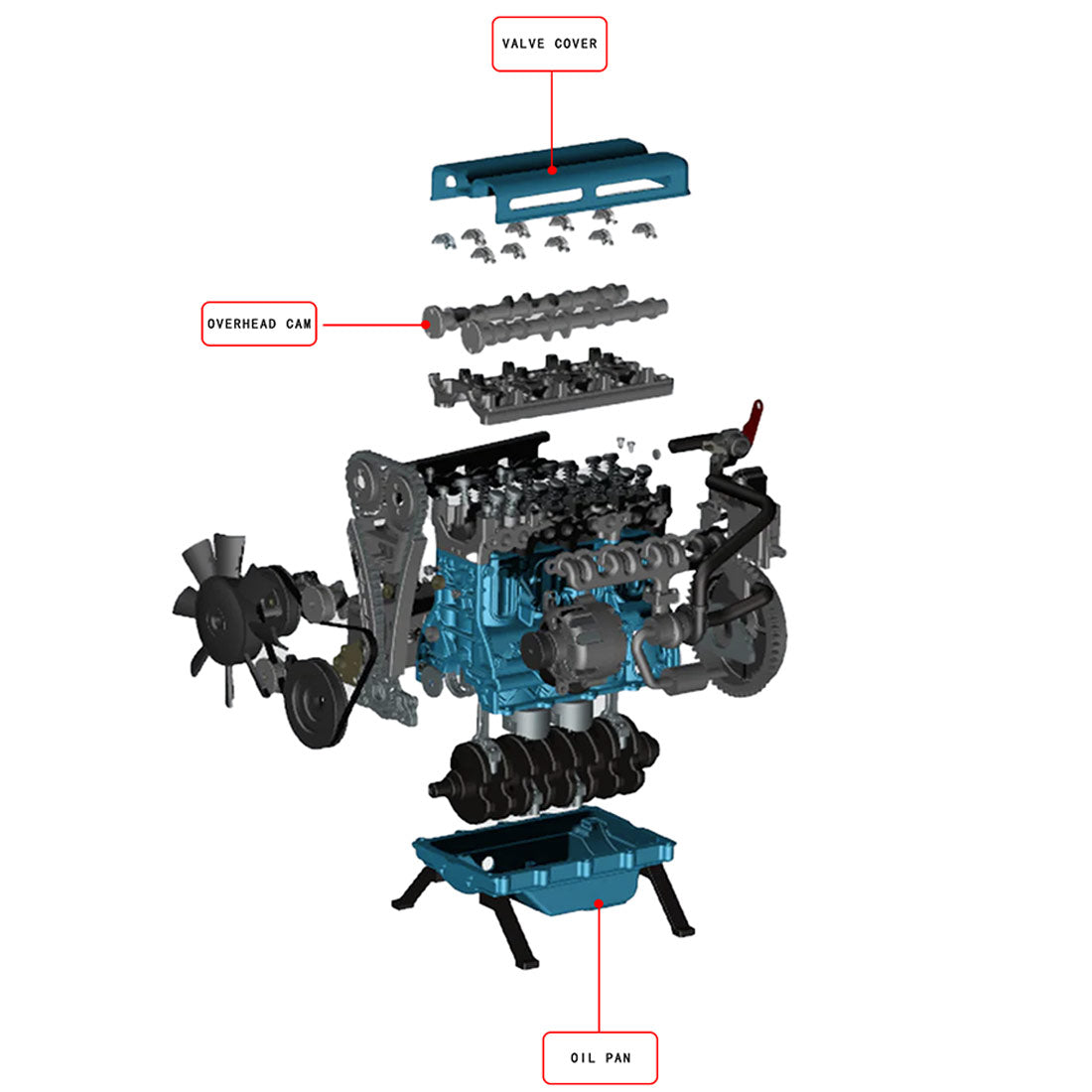 TECHING DM111 DIY 4-Cylinder Turbocharged Engine Model Kit – All-Metal STEM Gift-helloworld7