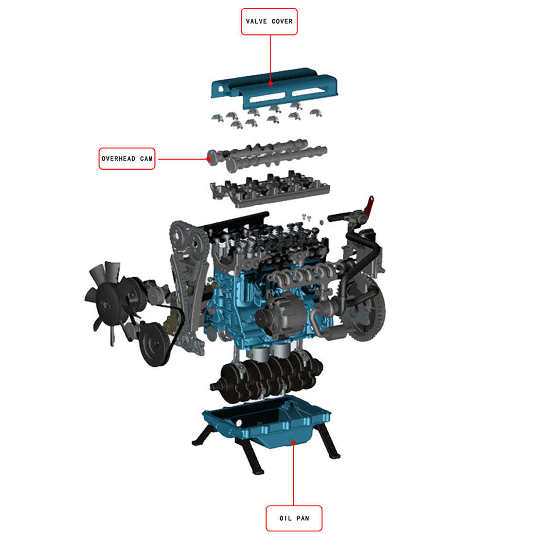 TECHING DM111 DIY 4-Cylinder Turbocharged Engine Model Kit – All-Metal STEM Gift-helloworld7