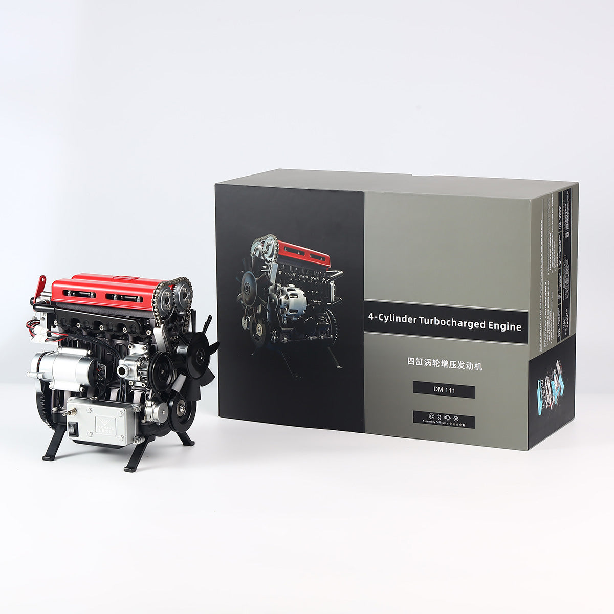 TECHING DM111 DIY 4-Cylinder Turbocharged Engine Model Kit – All-Metal STEM Gift-helloworld7