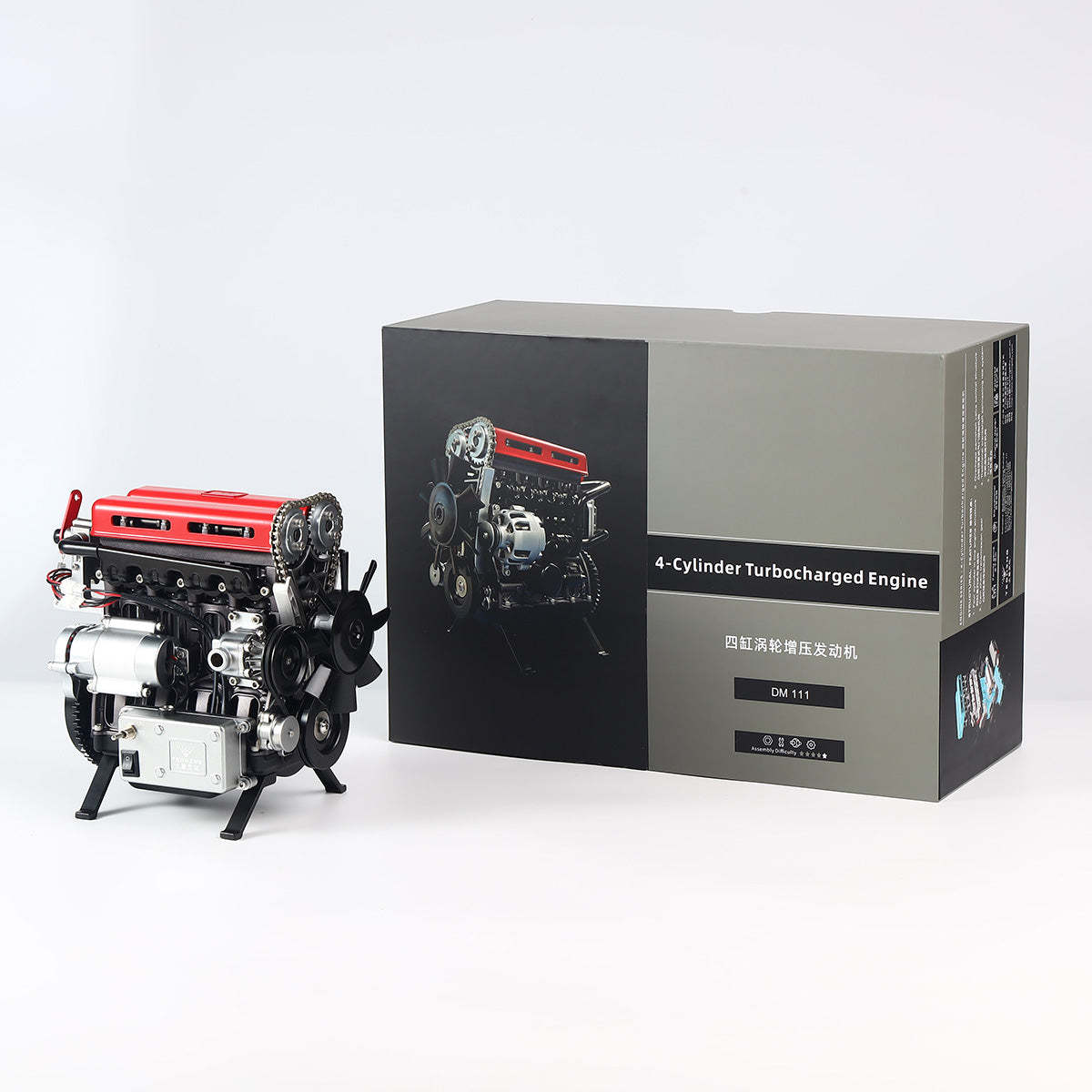 TECHING DM111 DIY 4-Cylinder Turbocharged Engine Model Kit – All-Metal STEM Gift-helloworld7