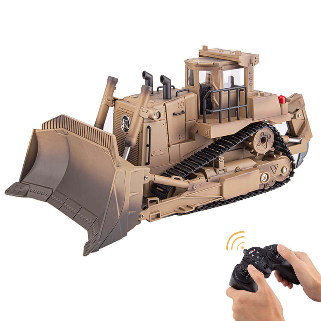 THE LINK HUINA 1/16 Scale 9CH RC Bulldozer D9R Military Armored Engineering Vehicle with Lights and Sound-helloworld7