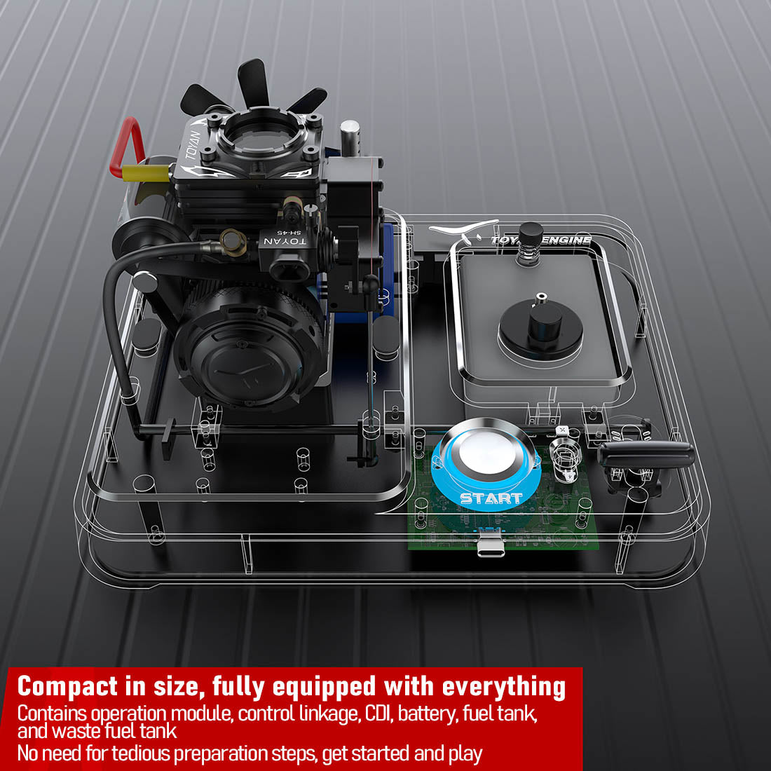 TOYAN FS-S100AT Transparent Combustion Chamber 4 Stroke Nitro Engine Model 5th Anniversary Gift-helloworld7