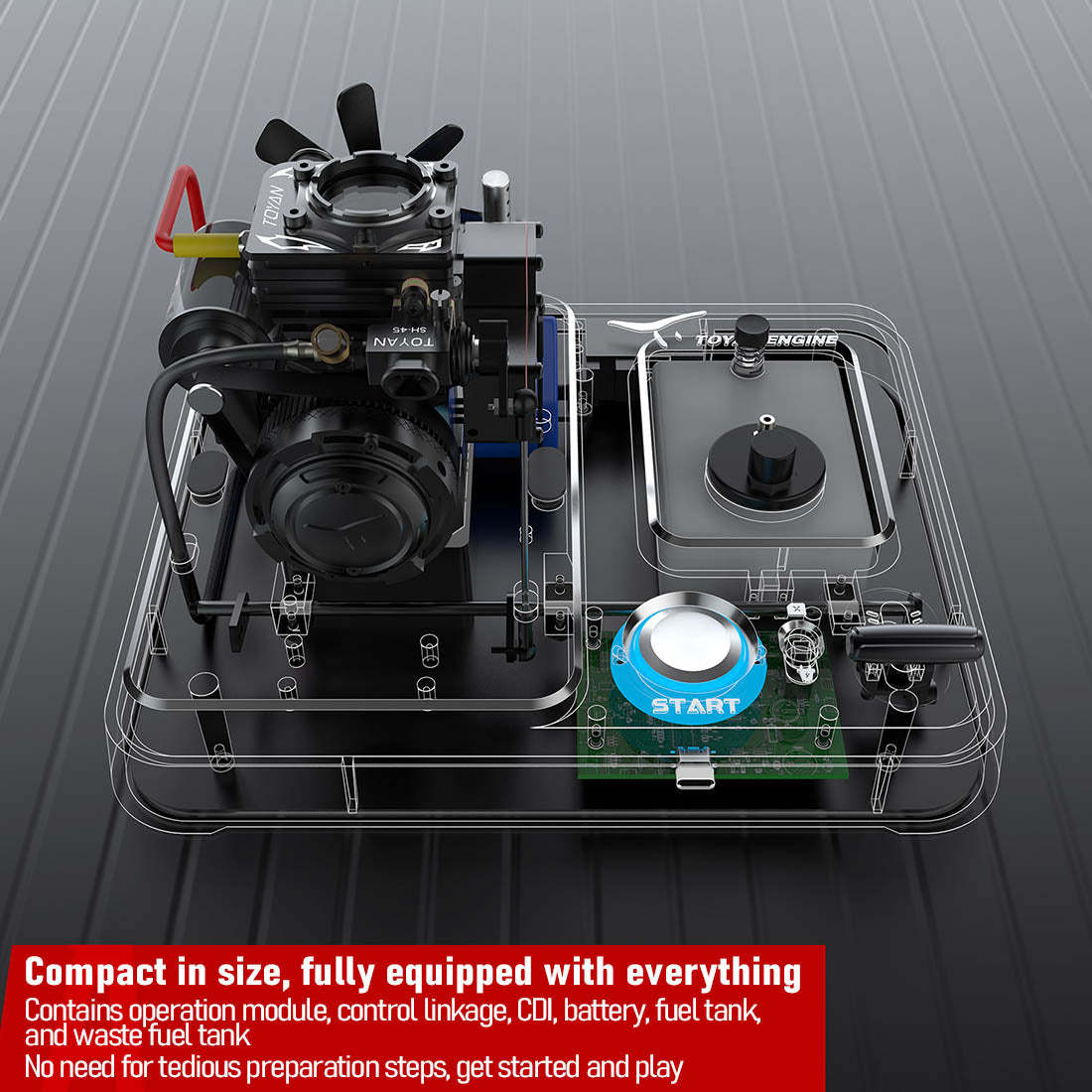 TOYAN FS-S100AT Transparent Combustion Chamber 4 Stroke Nitro Engine Model 5th Anniversary Gift-helloworld7