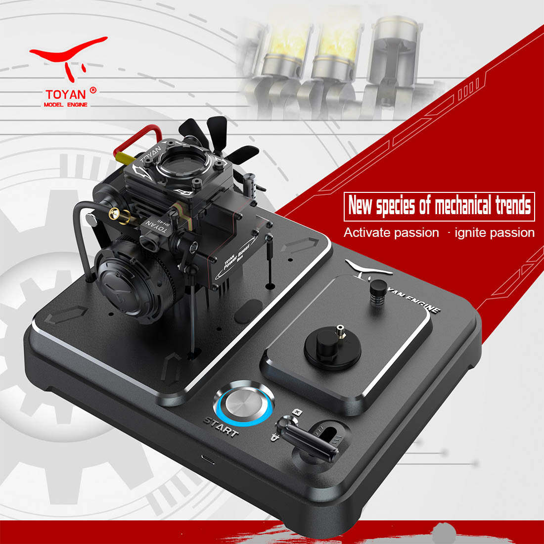 TOYAN FS-S100AT Transparent Combustion Chamber 4 Stroke Nitro Engine Model 5th Anniversary Gift-helloworld7