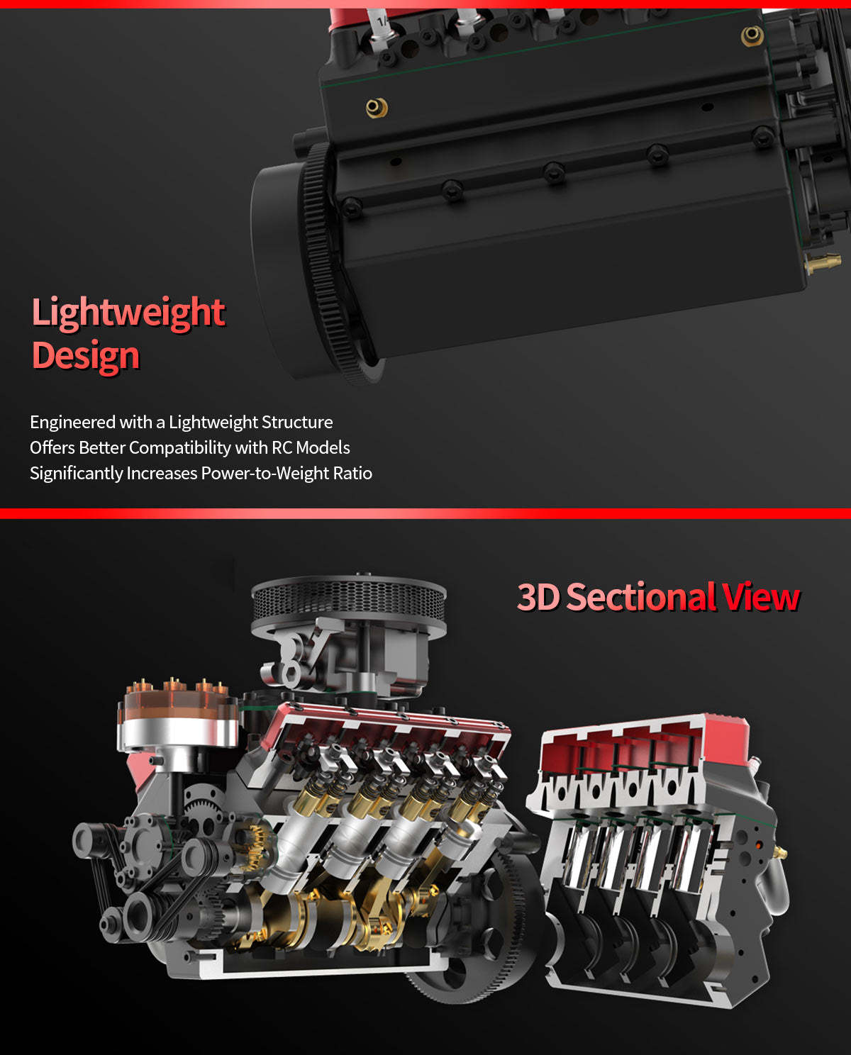 TOYAN FS-V800WGPC 28cc V8 4 Stroke Gasoline Engine Model DIY Assembly Kit-helloworld7