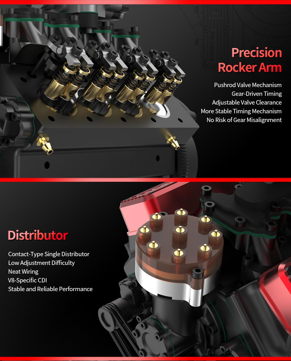TOYAN FS-V800WGPC 28cc V8 4 Stroke Gasoline Engine Model DIY Assembly Kit-helloworld7