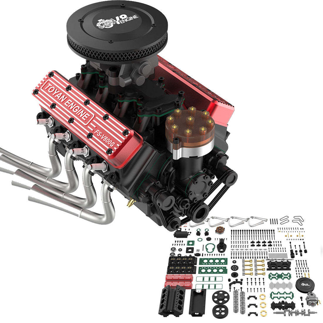 TOYAN FS-V800WGPC 28cc V8 4 Stroke Gasoline Engine Model DIY Assembly Kit-helloworld7