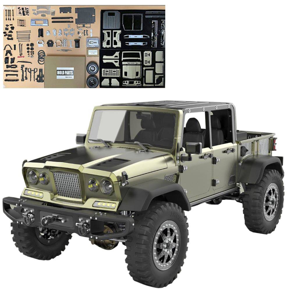 TWOLF TW-715 1/10 Scale All-Metal RC Crawler Kit 4WD Pickup Truck with Simulated V8 Engine