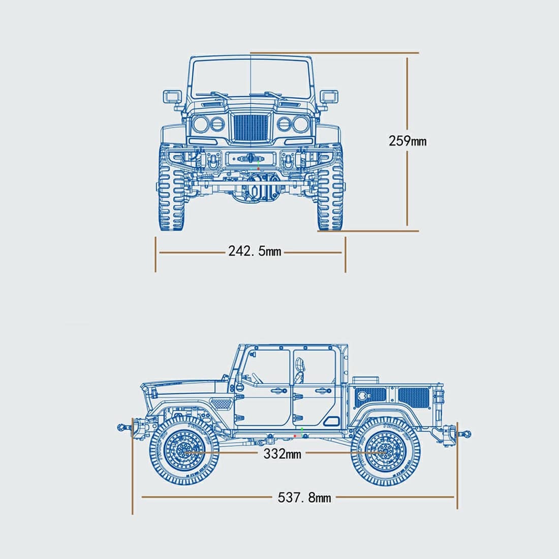 TWOLF TW-715 1/10 Scale All-Metal RC Crawler Kit 4WD Pickup Truck with Simulated V8 Engine