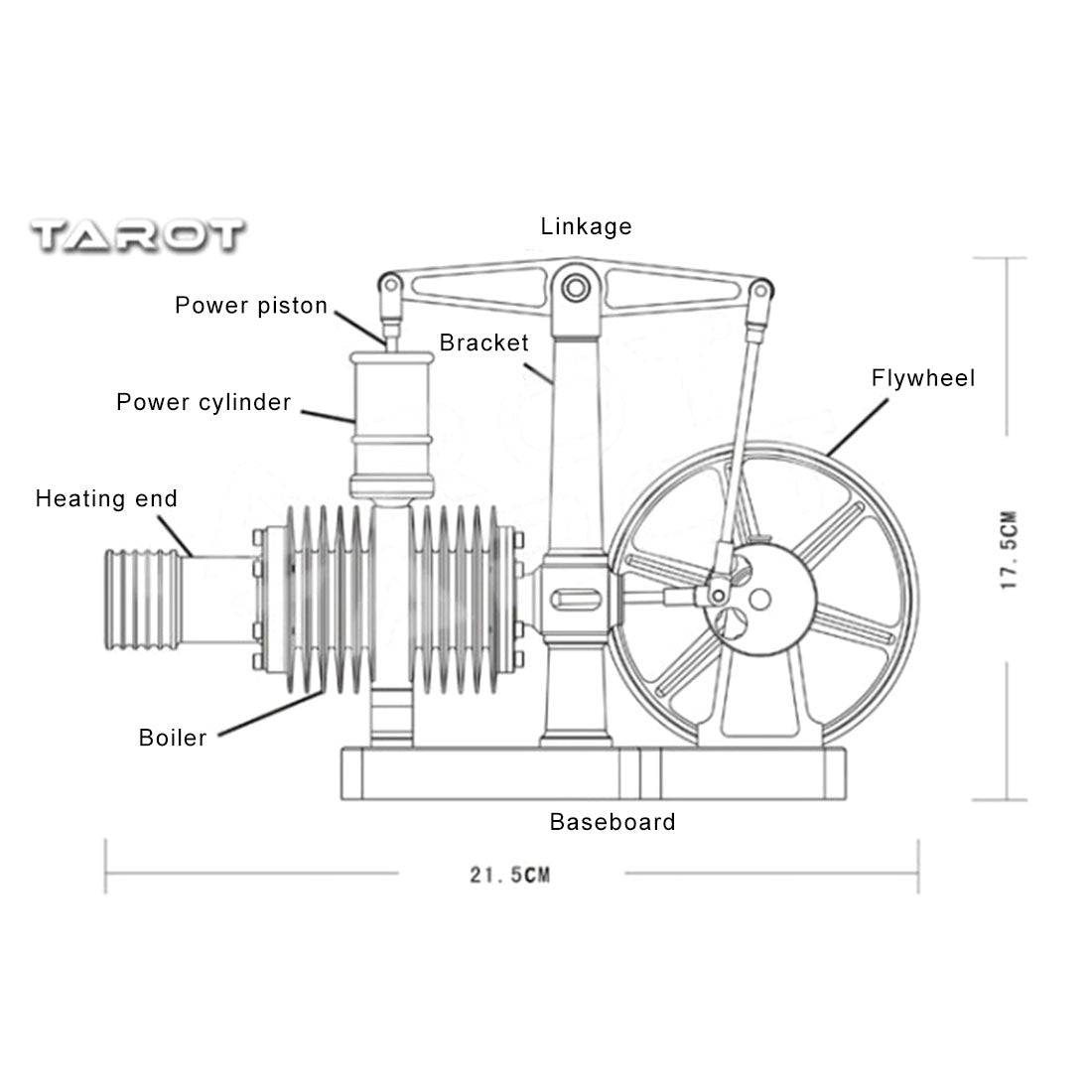Tarot Full Metal Ringbom Stirling Engine Model Gamma Type Physics Experiment Toy