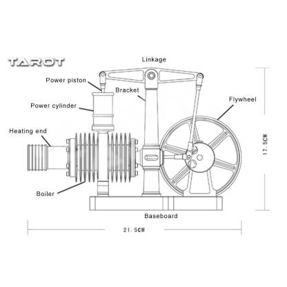 Tarot Full Metal Ringbom Stirling Engine Model Gamma Type Physics Experiment Toy