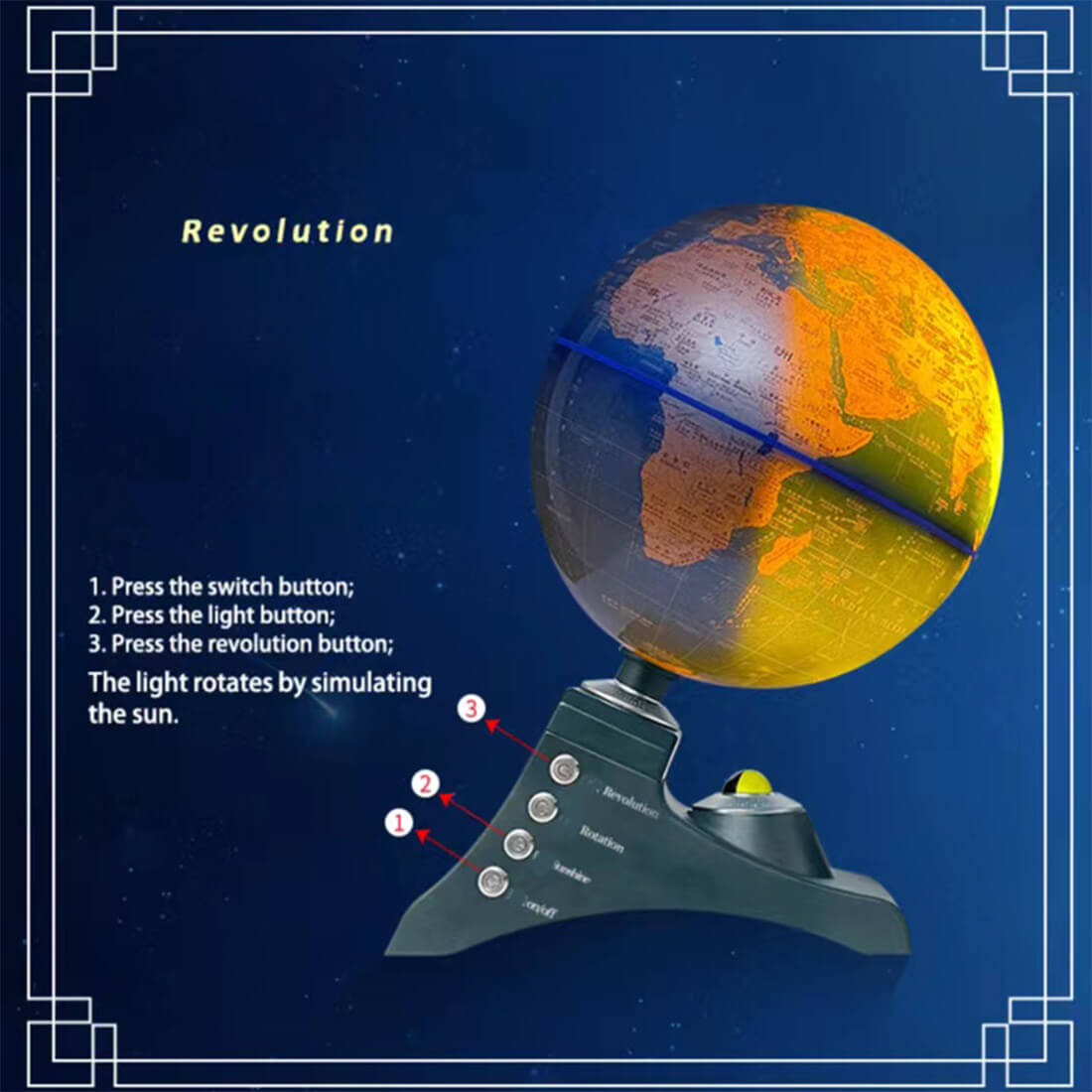 Teching Auto-Spinning Illuminated World Globe Model DM701 Brushless Motor Geography Gift
