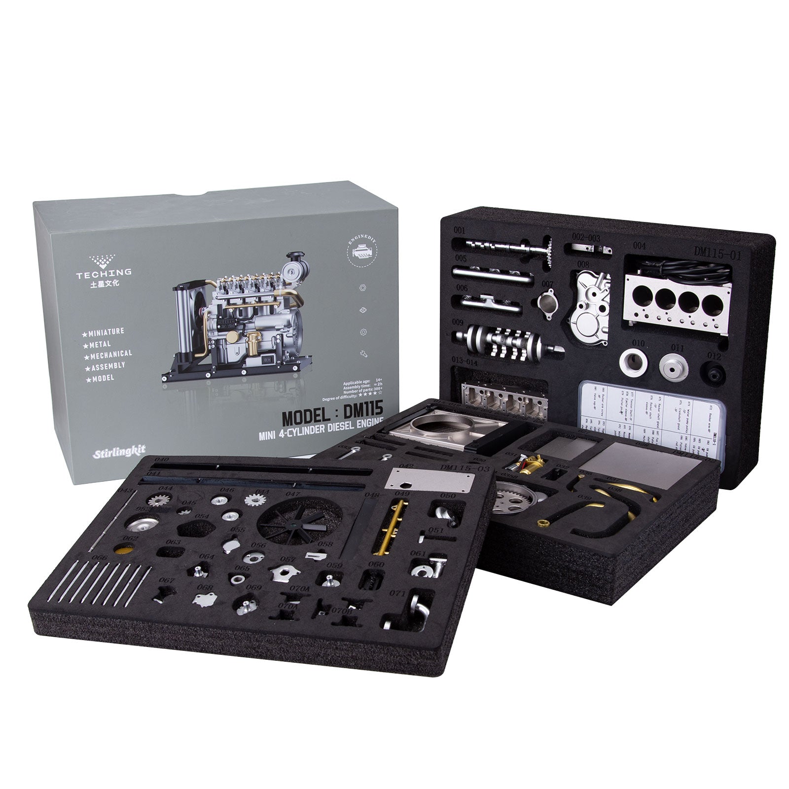 Teching DM115 1/10 Scale Metal DIY Inline 4 Cylinder Diesel Engine Model Kit-helloworld7