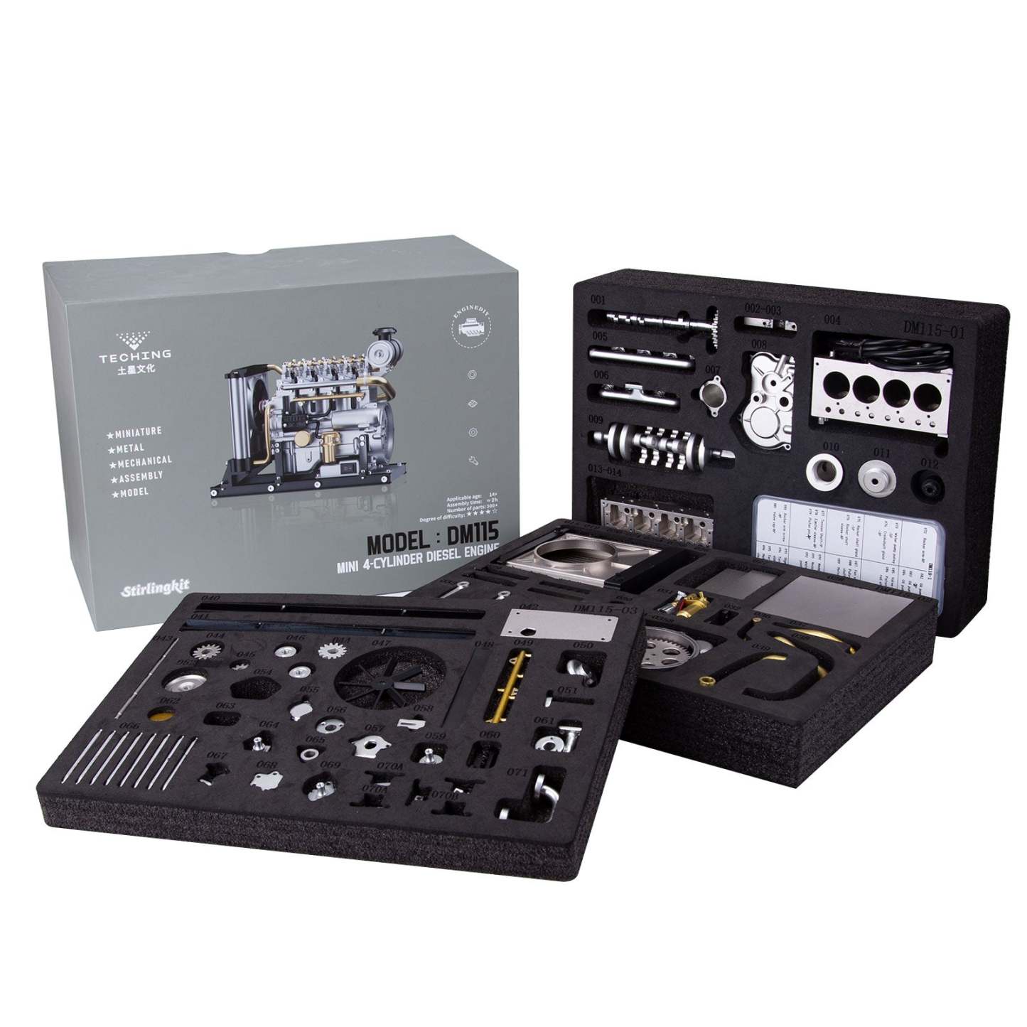Teching DM115 1/10 Scale Metal DIY Inline 4 Cylinder Diesel Engine Model Kit-helloworld7