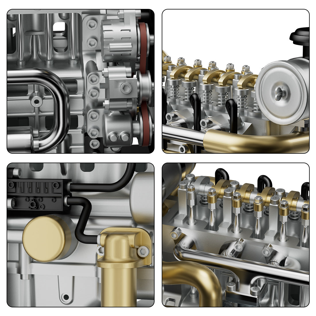 Teching DM115 1/10 Scale Metal DIY Inline 4 Cylinder Diesel Engine Model Kit-helloworld7
