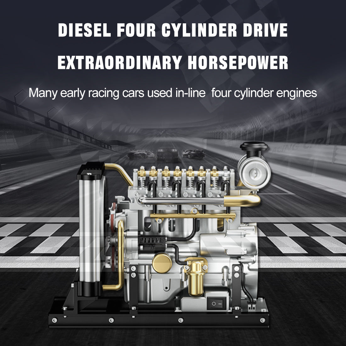 Teching DM115 1/10 Scale Metal DIY Inline 4 Cylinder Diesel Engine Model Kit-helloworld7
