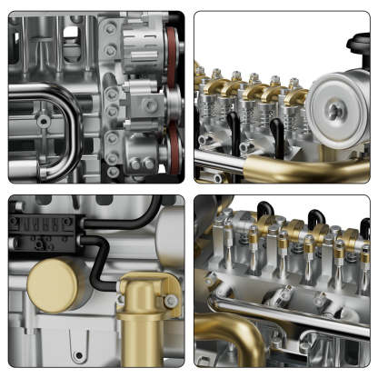 Teching DM115 1/10 Scale Metal DIY Inline 4 Cylinder Diesel Engine Model Kit-helloworld7
