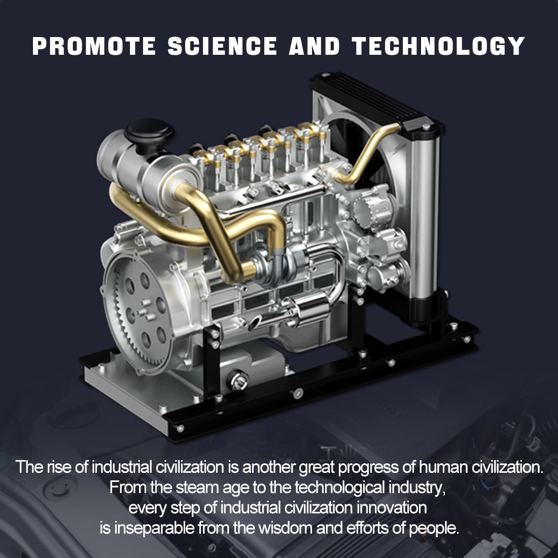 Teching DM115 1/10 Scale Metal DIY Inline 4 Cylinder Diesel Engine Model Kit-helloworld7