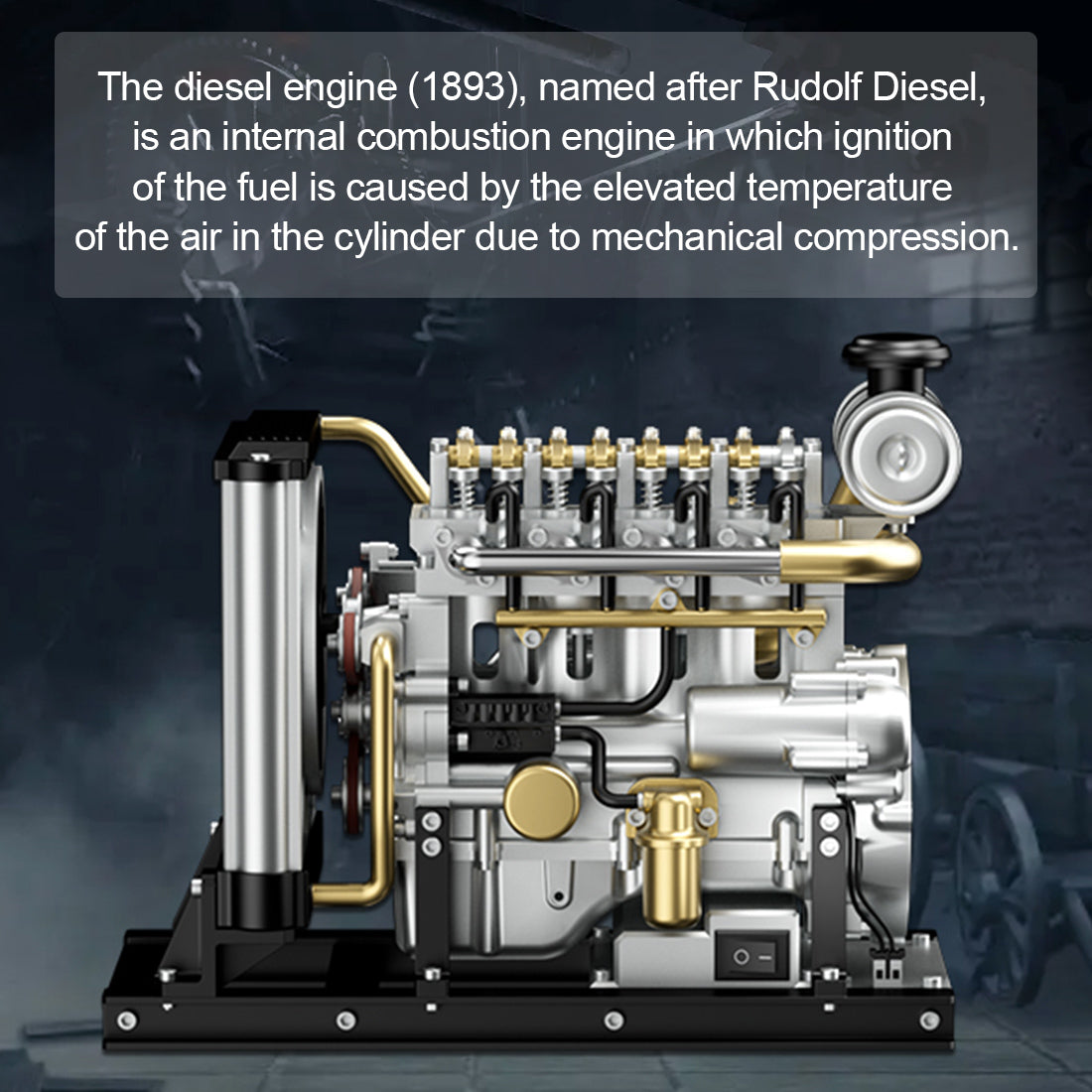 Teching DM115 1/10 Scale Metal DIY Inline 4 Cylinder Diesel Engine Model Kit-helloworld7