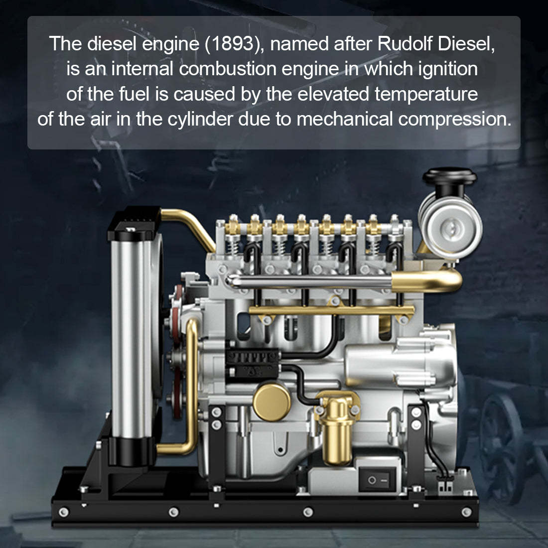 Teching DM115 1/10 Scale Metal DIY Inline 4 Cylinder Diesel Engine Model Kit-helloworld7