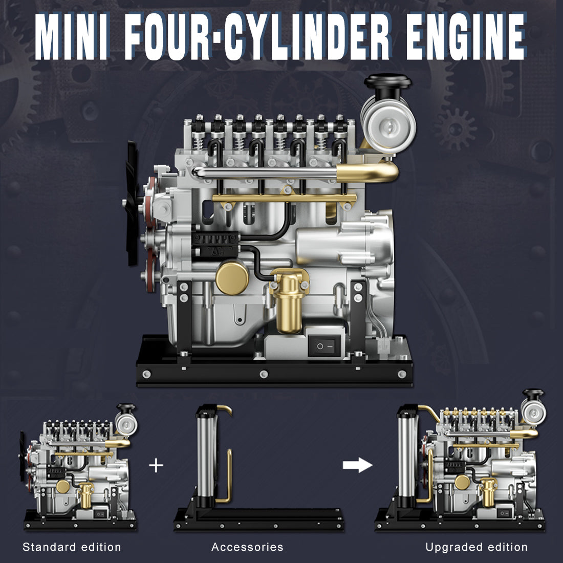 Teching DM115 1/10 Scale Metal DIY Inline 4 Cylinder Diesel Engine Model Kit-helloworld7
