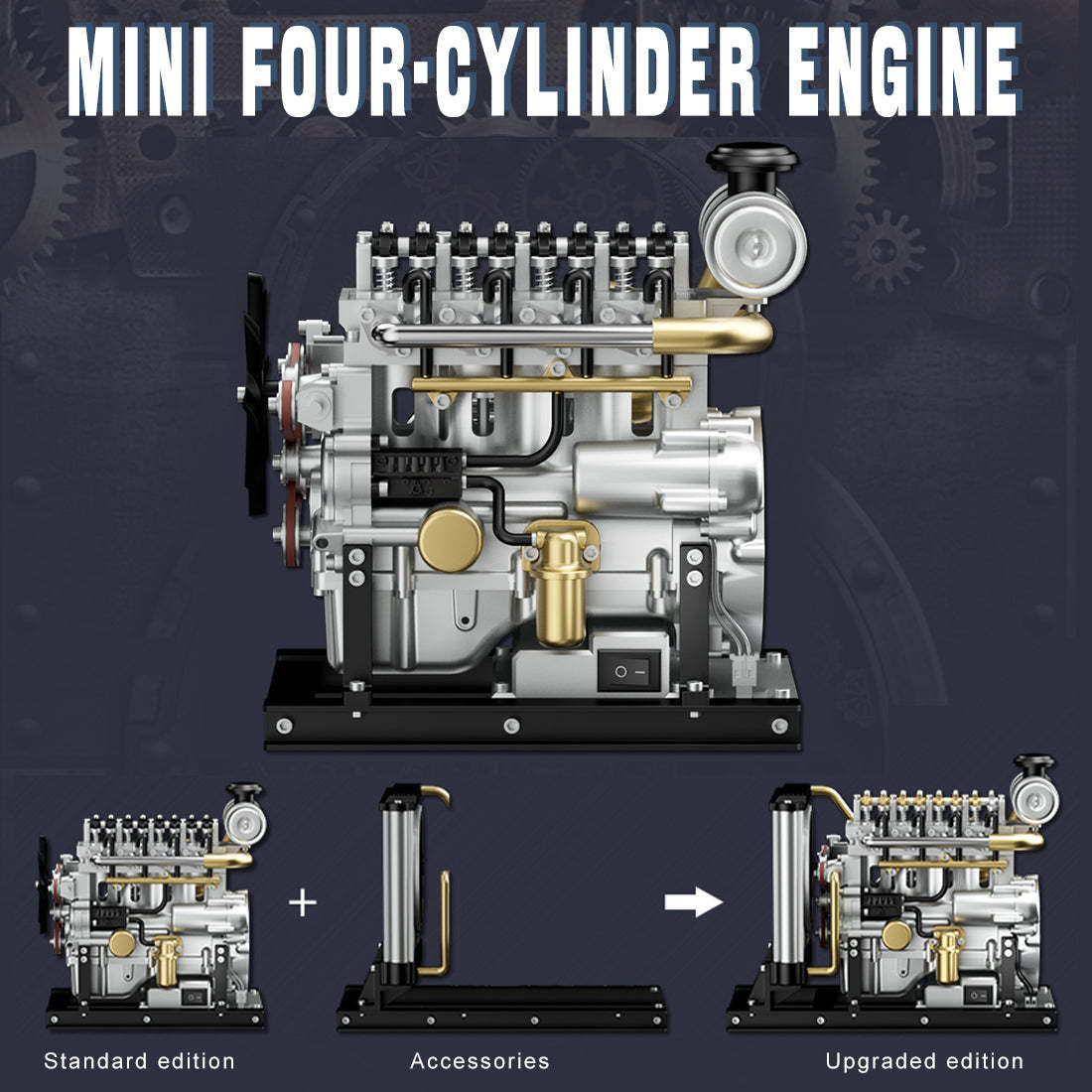 Teching DM115 1/10 Scale Metal DIY Inline 4 Cylinder Diesel Engine Model Kit-helloworld7