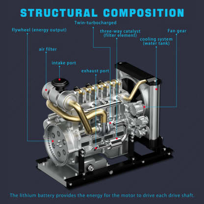 Teching DM115 1/10 Scale Metal DIY Inline 4 Cylinder Diesel Engine Model Kit-helloworld7