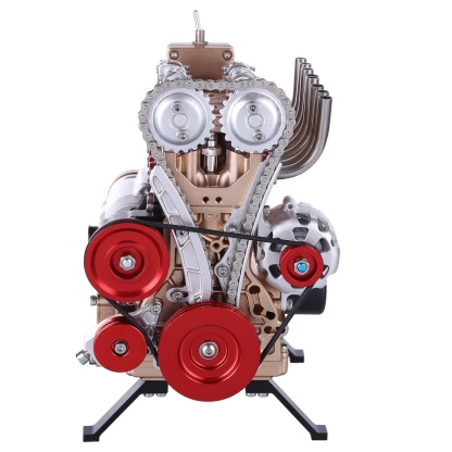 Teching DM13-L4-T Metal Inline 4-Cylinder Engine Model Kit – Luxury Gold/Red DIY STEM Gift-helloworld7