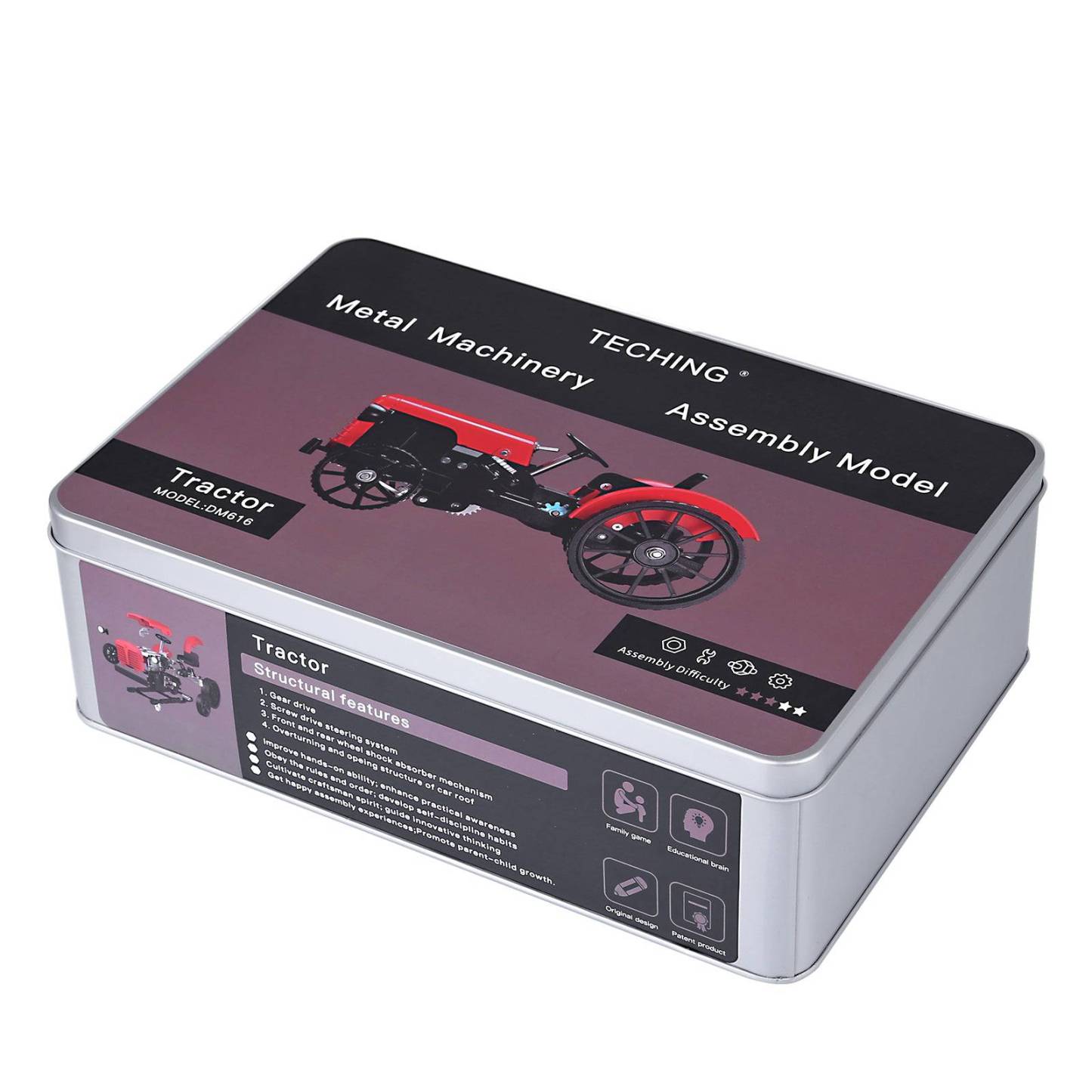 Teching Full Metal RC Tractor Model Assembly Kit APP Controlled STEM Mechanical Gift