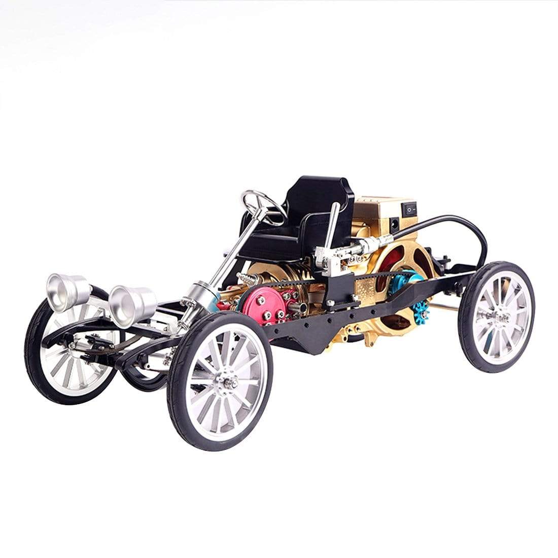 Teching Metal Single Cylinder Engine Car Model Kit DIY Mechanical Assembly Gift