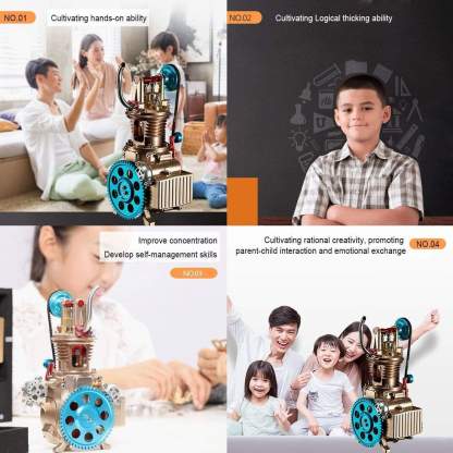 Teching Mini Single Cylinder All-Metal DIY Engine Assembly Kit - Electric Mechanical STEM Gift-helloworld7