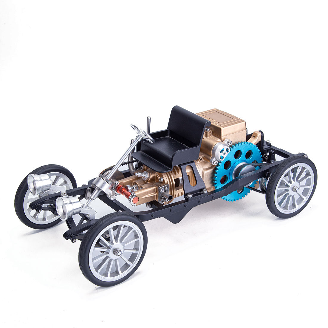 Teching Single Cylinder Metal Car Model - Pre-Assembled 1886 Style Replica Display Unit-helloworld7