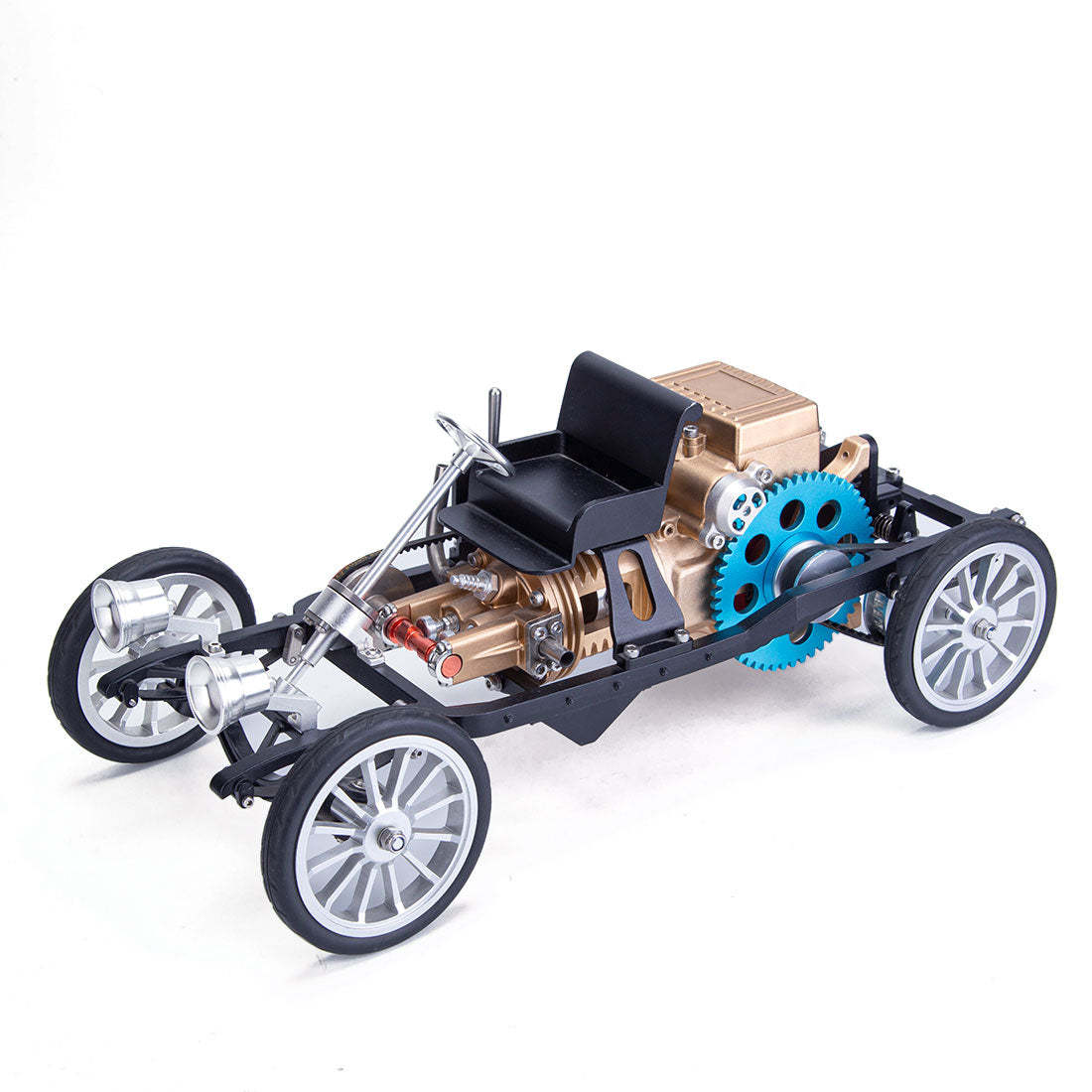 Teching Single Cylinder Metal Car Model - Pre-Assembled 1886 Style Replica Display Unit-helloworld7