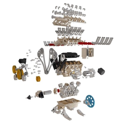 Teching V8 Mechanical Metal Assembly DIY Car Engine Model Kit (500+ Pcs)