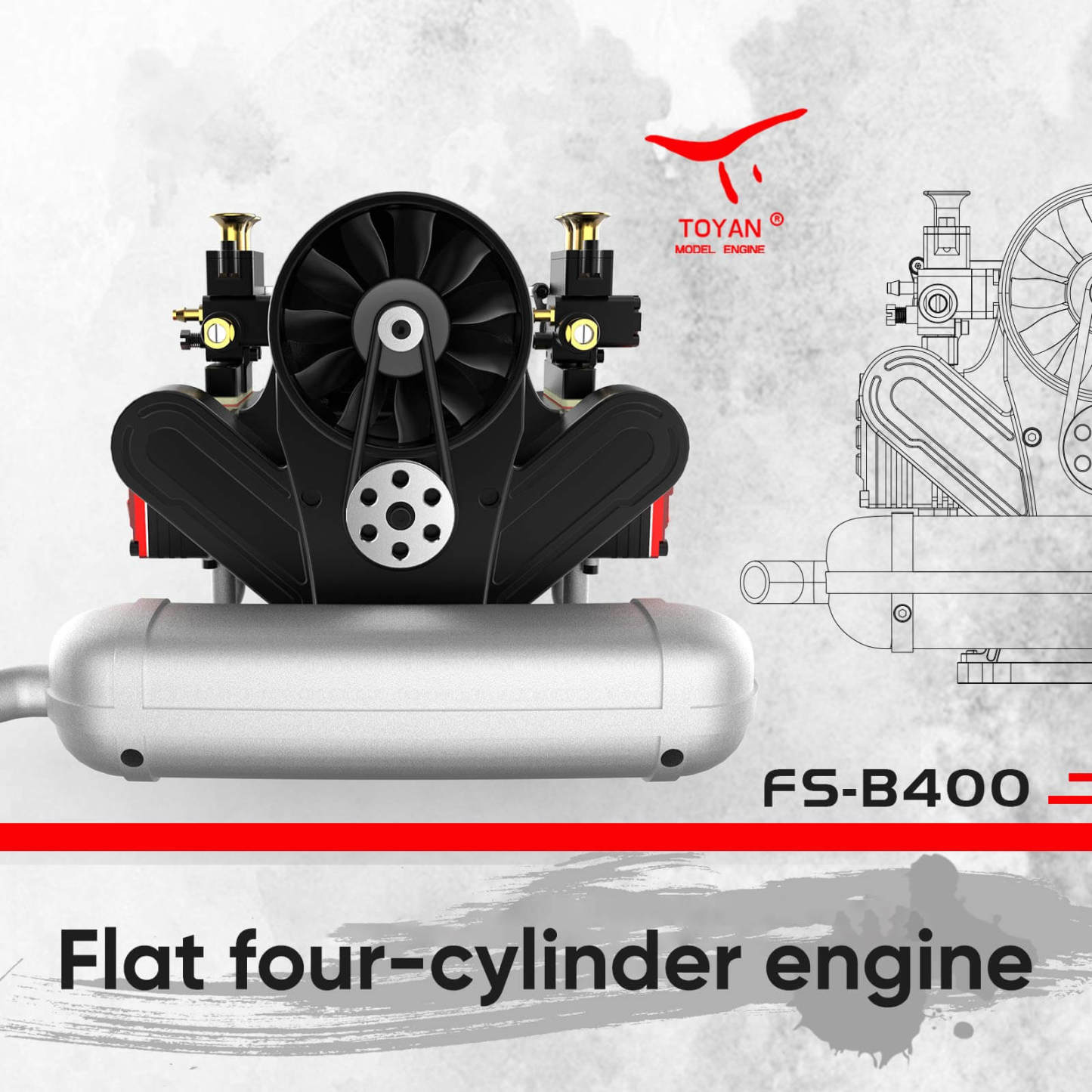 Toyan FS-B400 14cc Flat-Four Boxer 4 Stroke Nitro Engine Model Kit/RTR-helloworld7