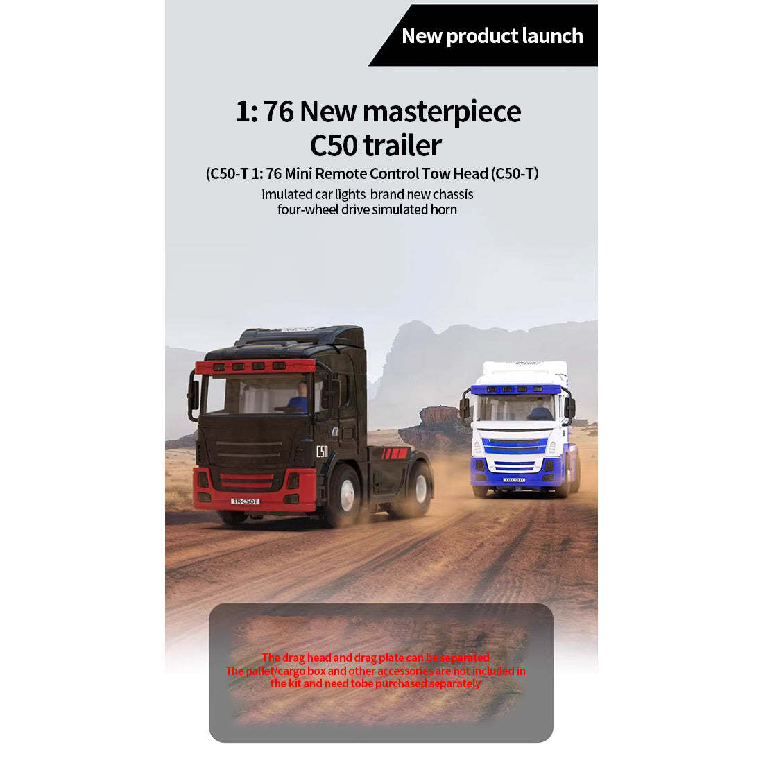 Turbo Racing 1/76 Scale Micro RC Tractor Truck RTR Proportional Control Desktop Car-helloworld7