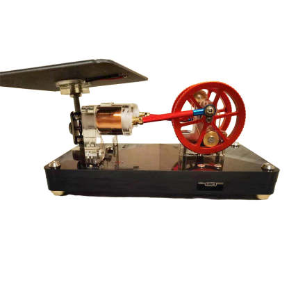 Twin Cylinder Solar Electromagnetic Engine Model with LED Lights Physics Science Desk Decor