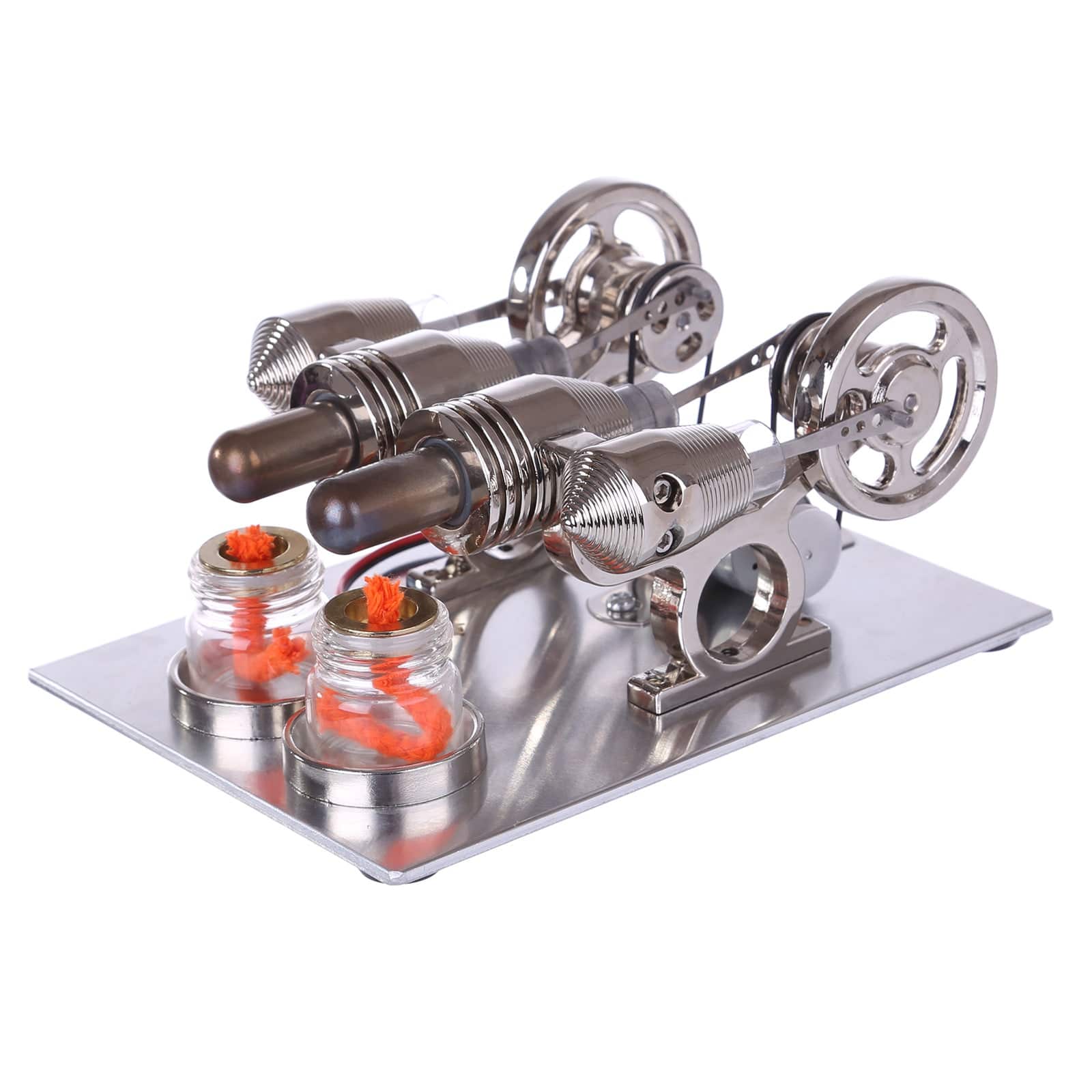 Twin Cylinder Stirling Engine Generator Model with Voltage Display Science Gift
