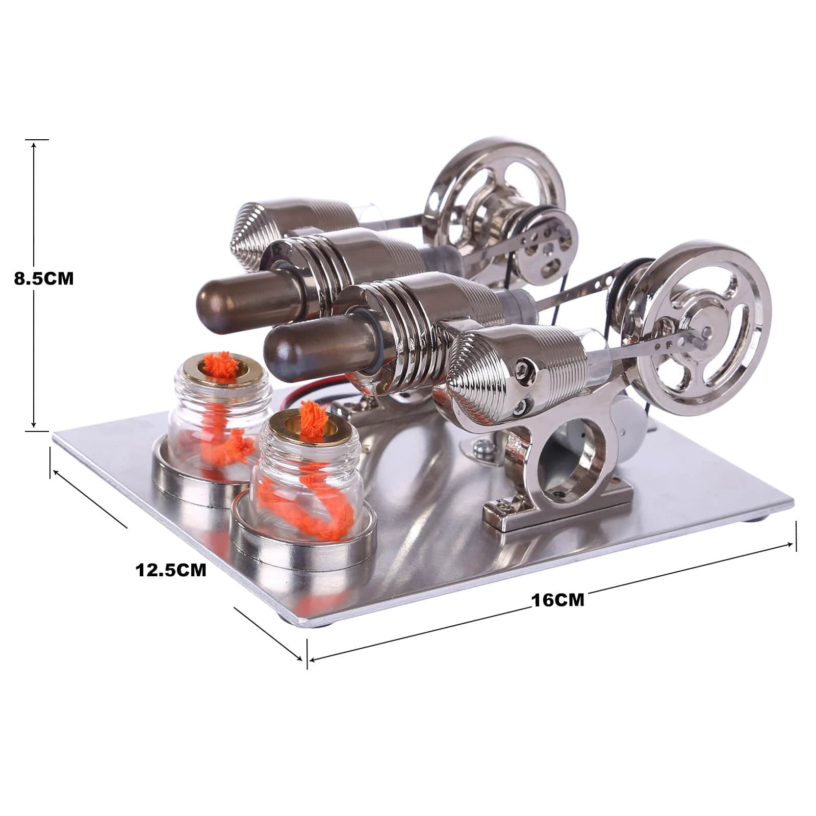 Twin Cylinder Stirling Engine Generator Model with Voltage Display Science Gift