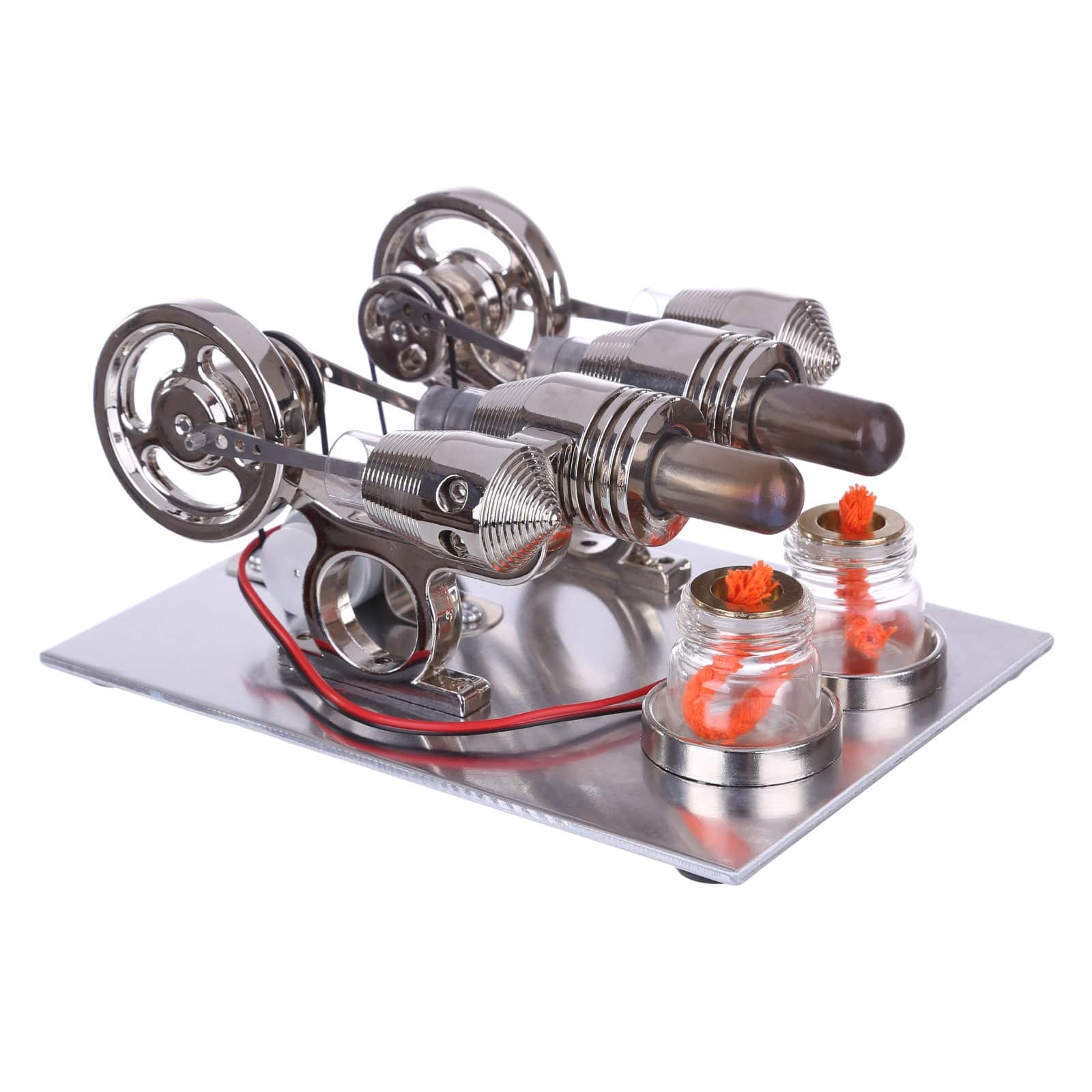 Twin Cylinder Stirling Engine Generator Model with Voltage Display Science Gift