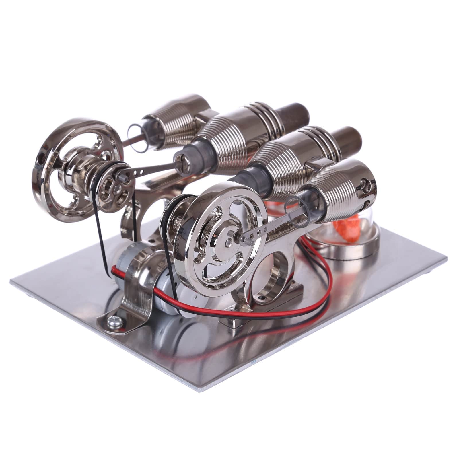Twin Cylinder Stirling Engine Generator Model with Voltage Display Science Gift