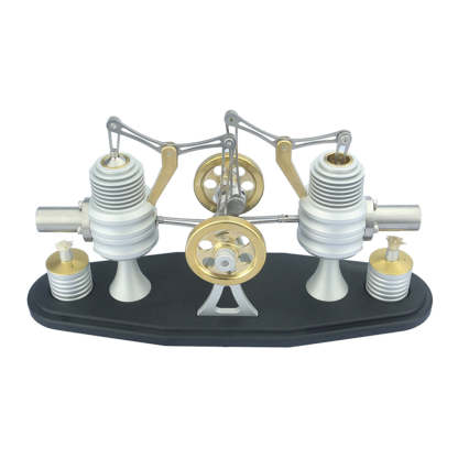 Twin Cylinder Walking Beam Stirling Engine DIY Kit Full Metal Model Science Gift