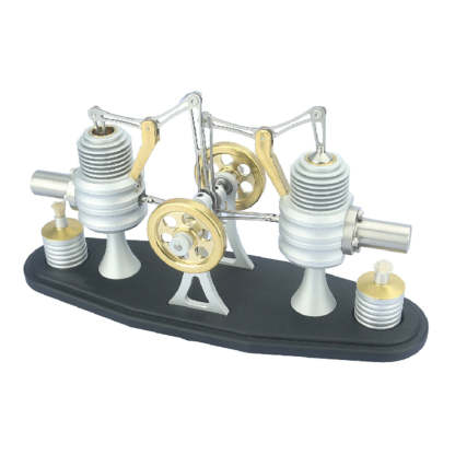 Twin Cylinder Walking Beam Stirling Engine DIY Kit Full Metal Model Science Gift