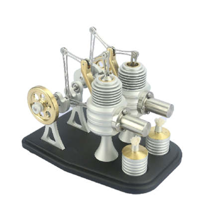 Twin Cylinder Walking Beam Stirling Engine DIY Kit Full Metal Model Science Gift