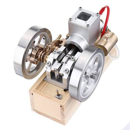 Upgraded Full Metal Hit and Miss Gas Engine Model with Wooden Base | 1200RPM Mechanical STEM Gift