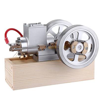 Upgraded Full Metal Hit and Miss Gas Engine Model with Wooden Base | 1200RPM Mechanical STEM Gift