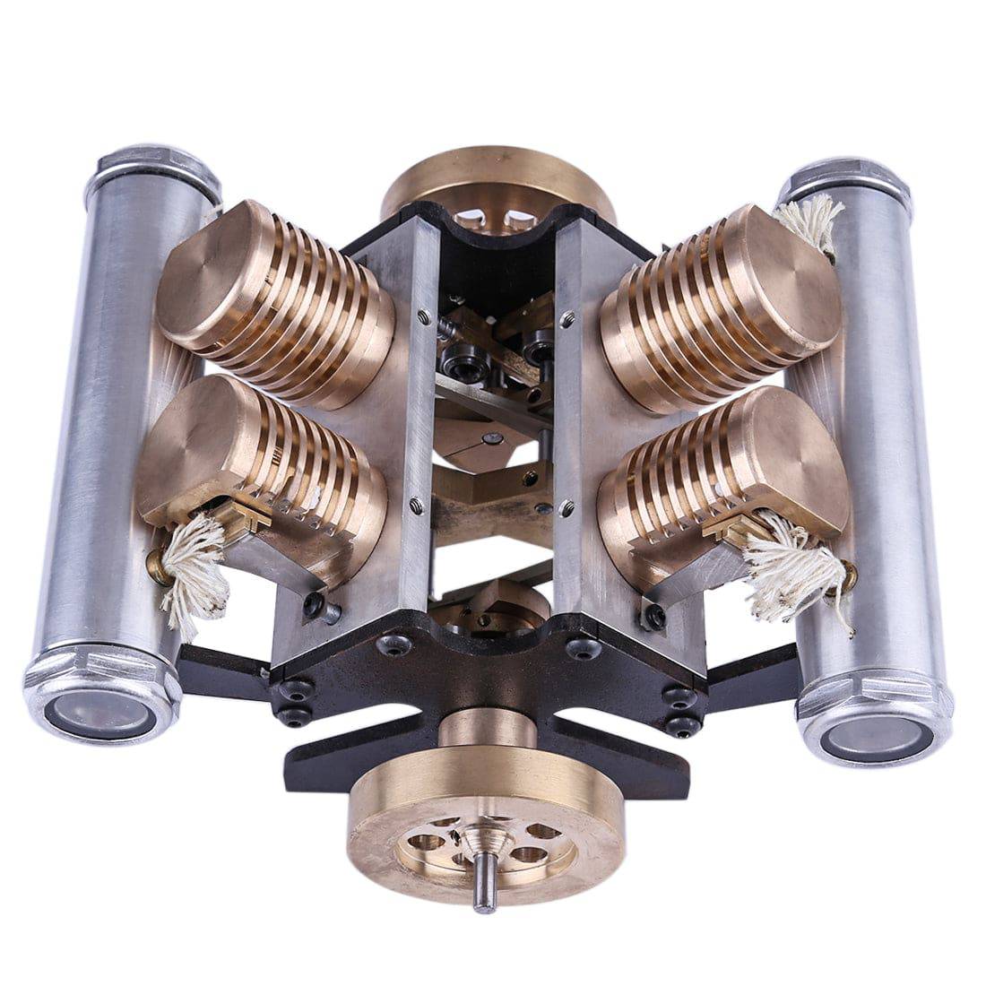 V-Shape 4-Cylinder Vacuum Stirling Engine Model Metal Heat Power Physics Experiment Toy